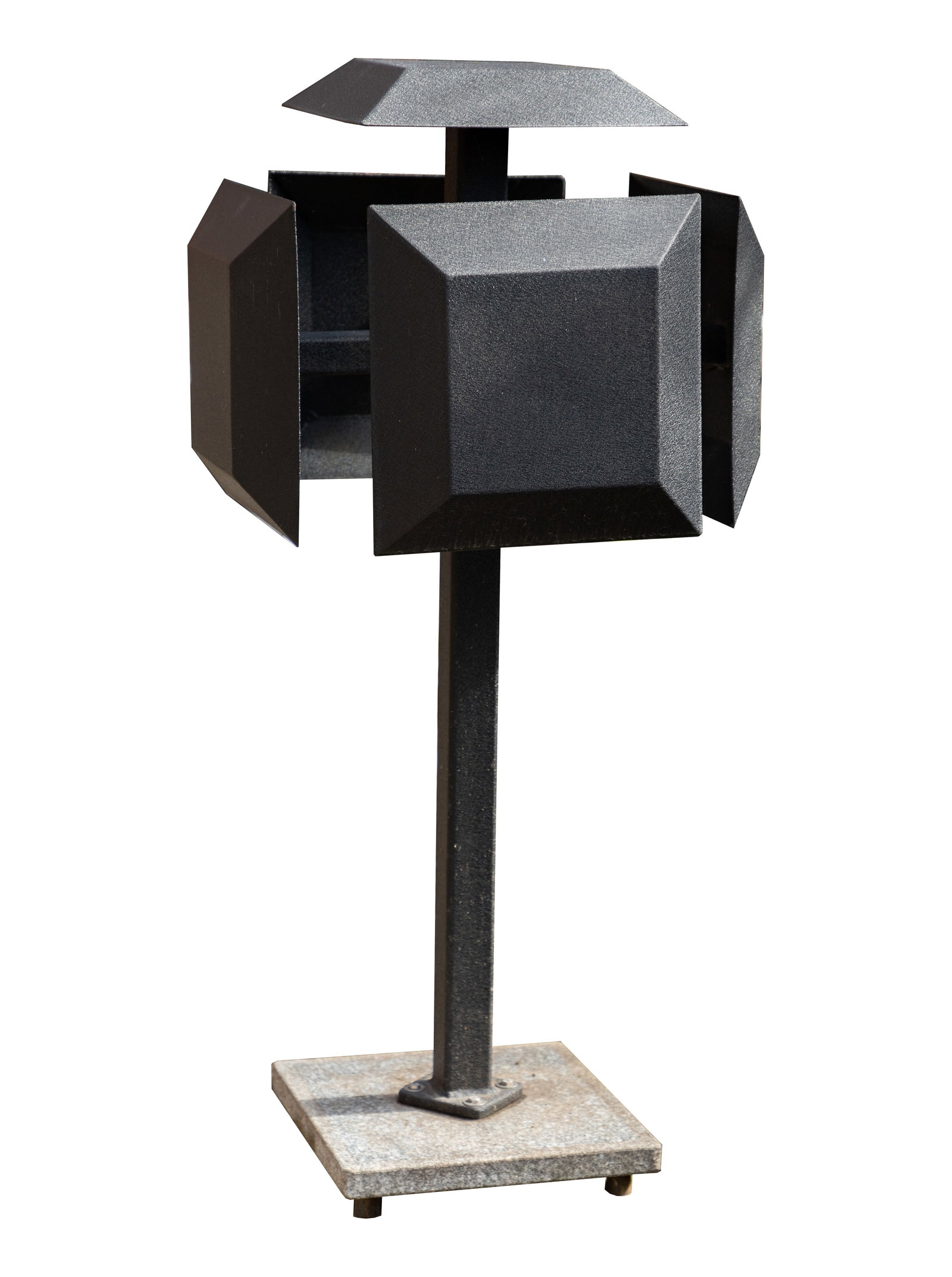 Kenneth Nelson (American, 1932-2022) Metal Sculpture: Kenneth Nelson (American, 1932-2022) Metal Sculpture Undated, unsigned, matte black steel sculpture mounted on a square marble plinth Property from: an Estate, Chicago (Beverly), Illinois Height: 44 i