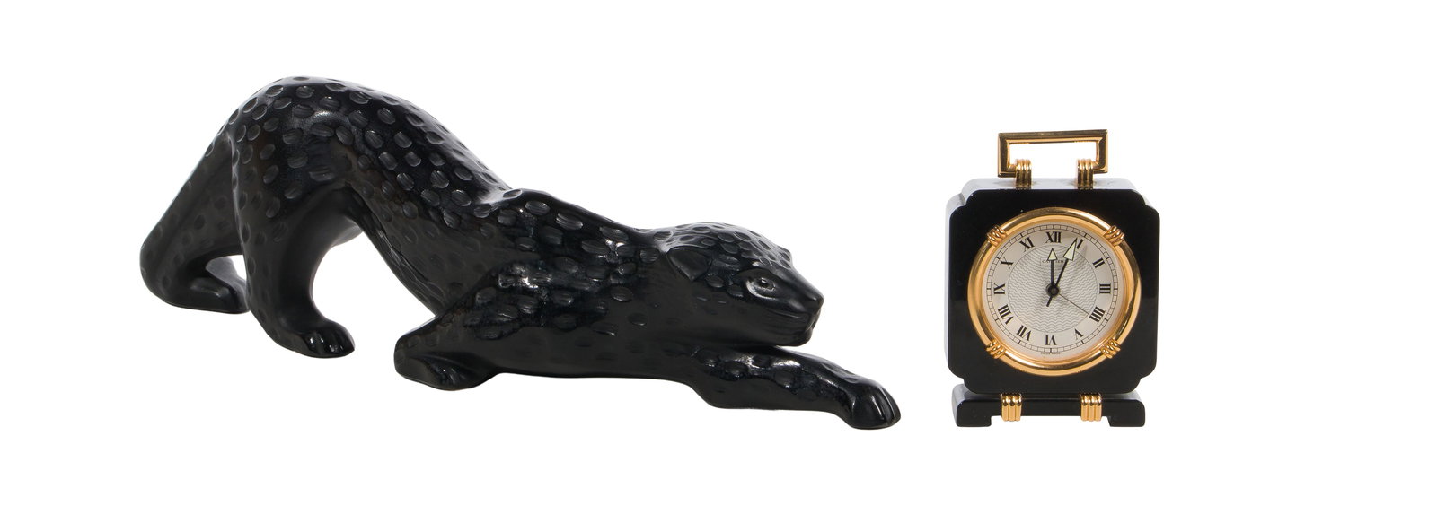 Lalique Black Panther and Cartier Travel Clock (1 of 4)