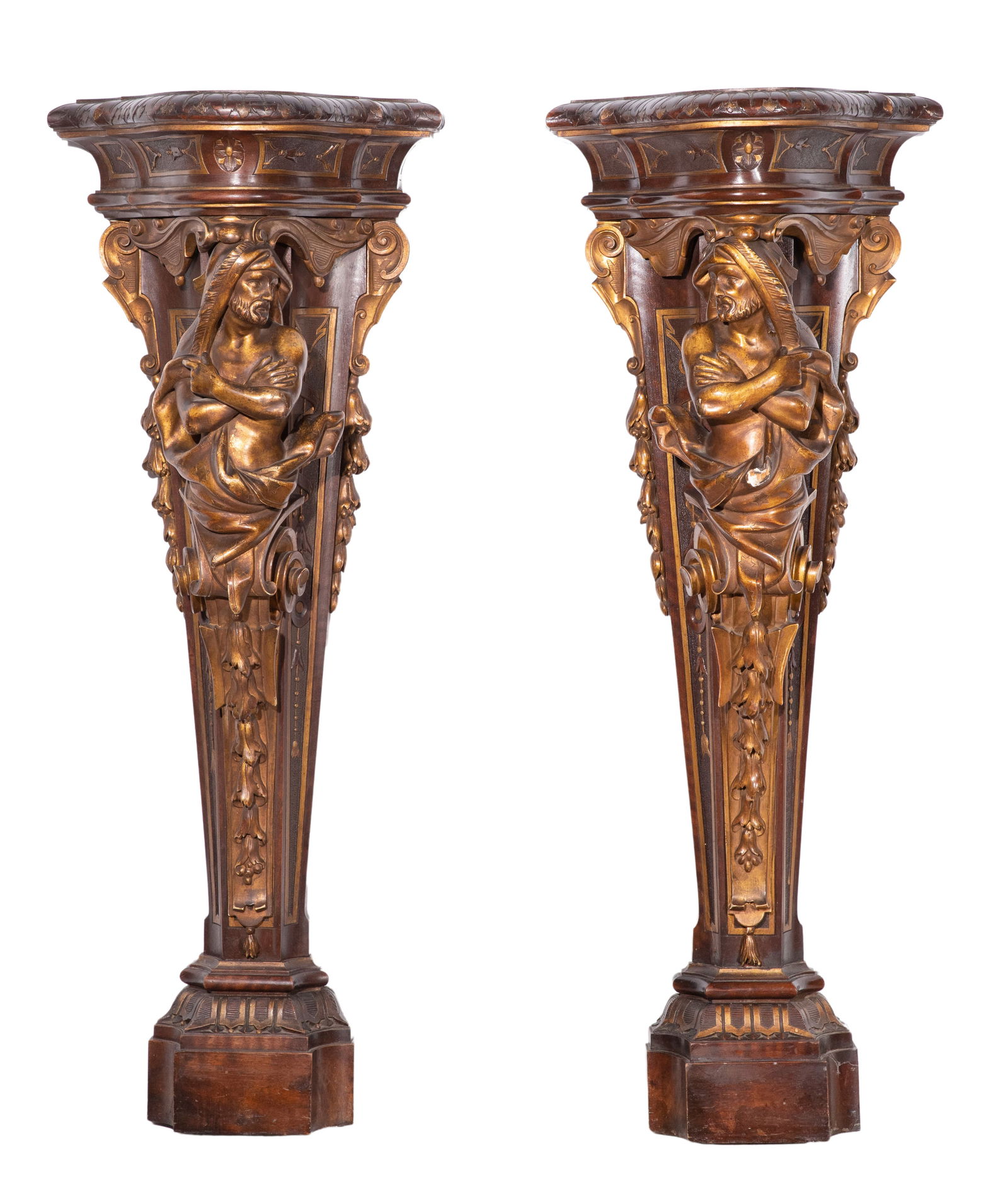 Italian Neoclassical Style Carved Wood Bracket Pedestals (1 of 10)