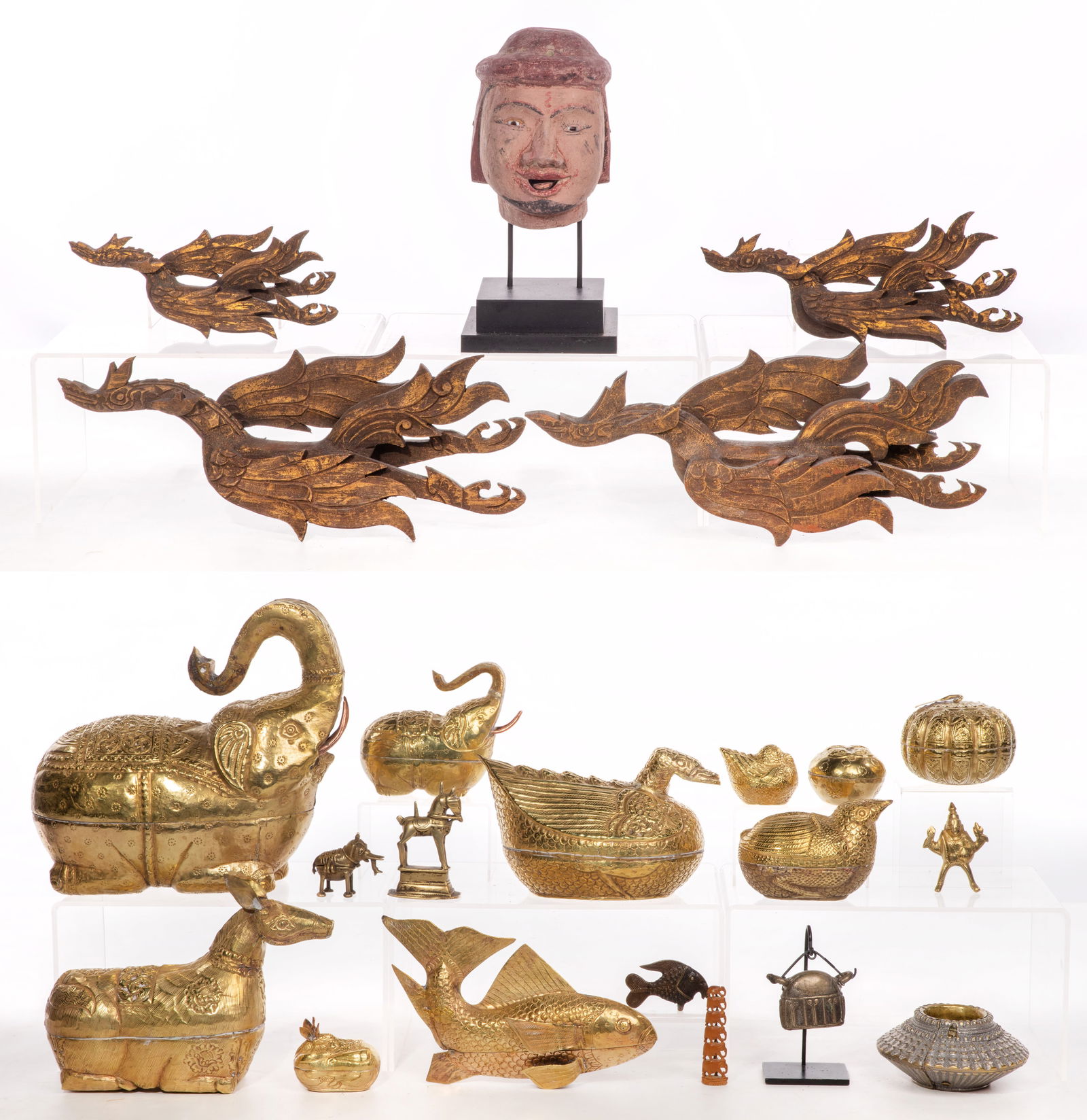 Southeast Asian Metal and Wood Object Assortment (1 of 3)