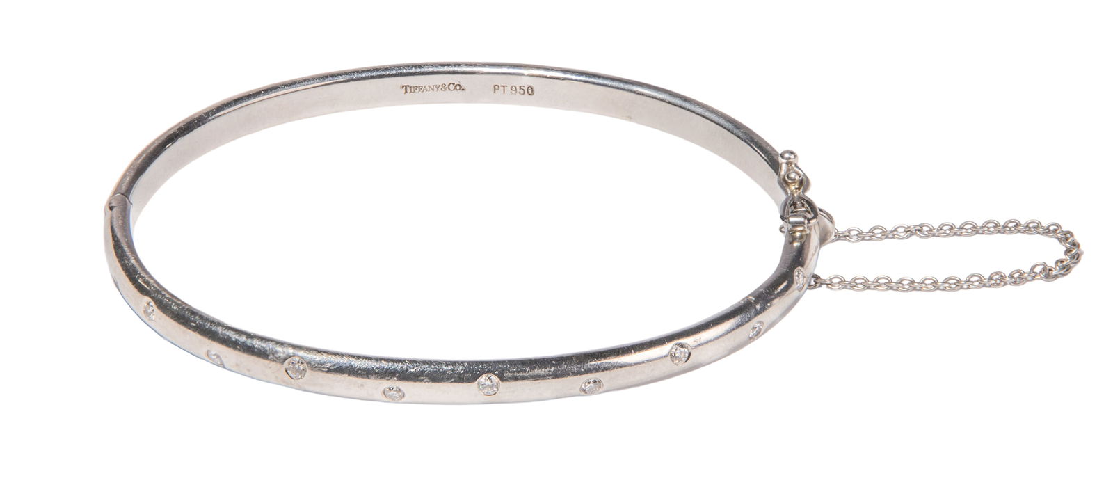 Tiffany & Co Platinum and Diamond Hinged Bangle Bracelet (1 of 2)
