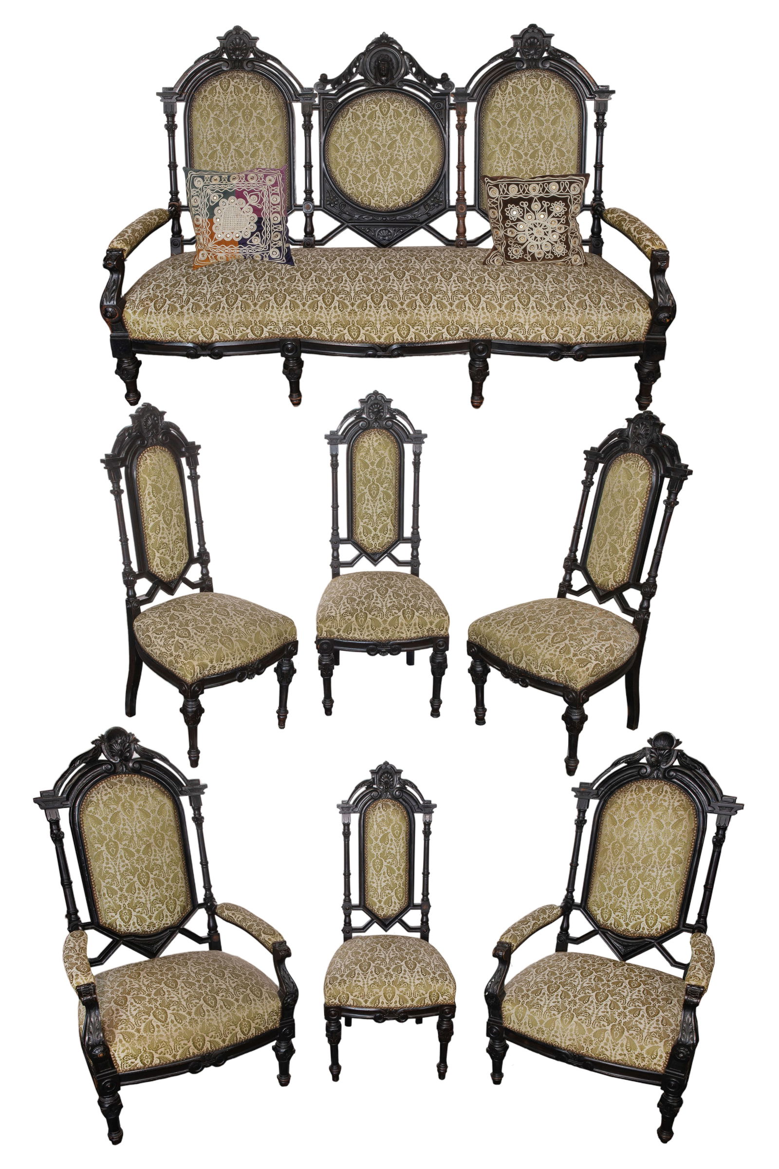 19th Century Ebonized Upholstered Seating Suite (1 of 6)