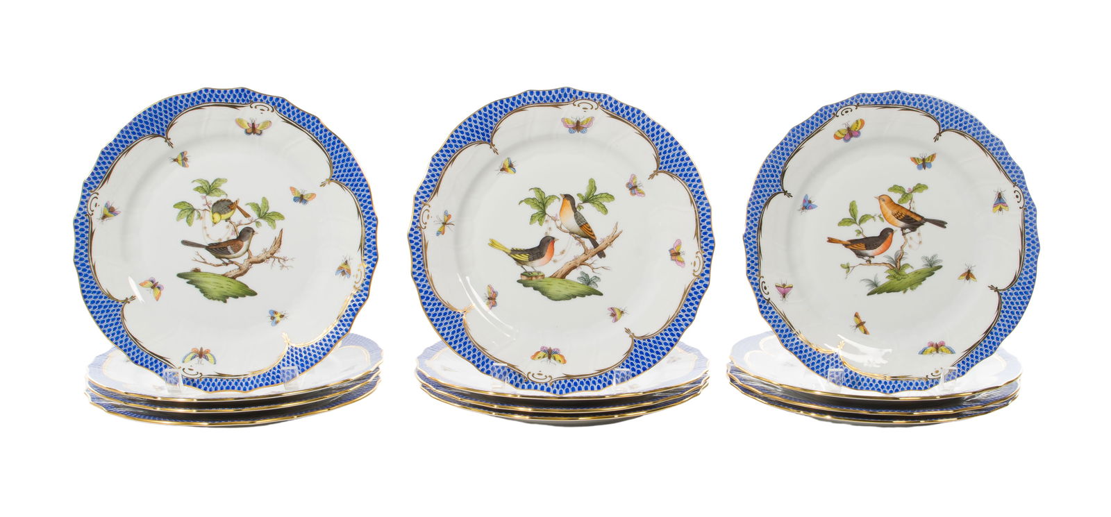 Herend Rothschild Bird Blue Dinner Plates (1 of 2)