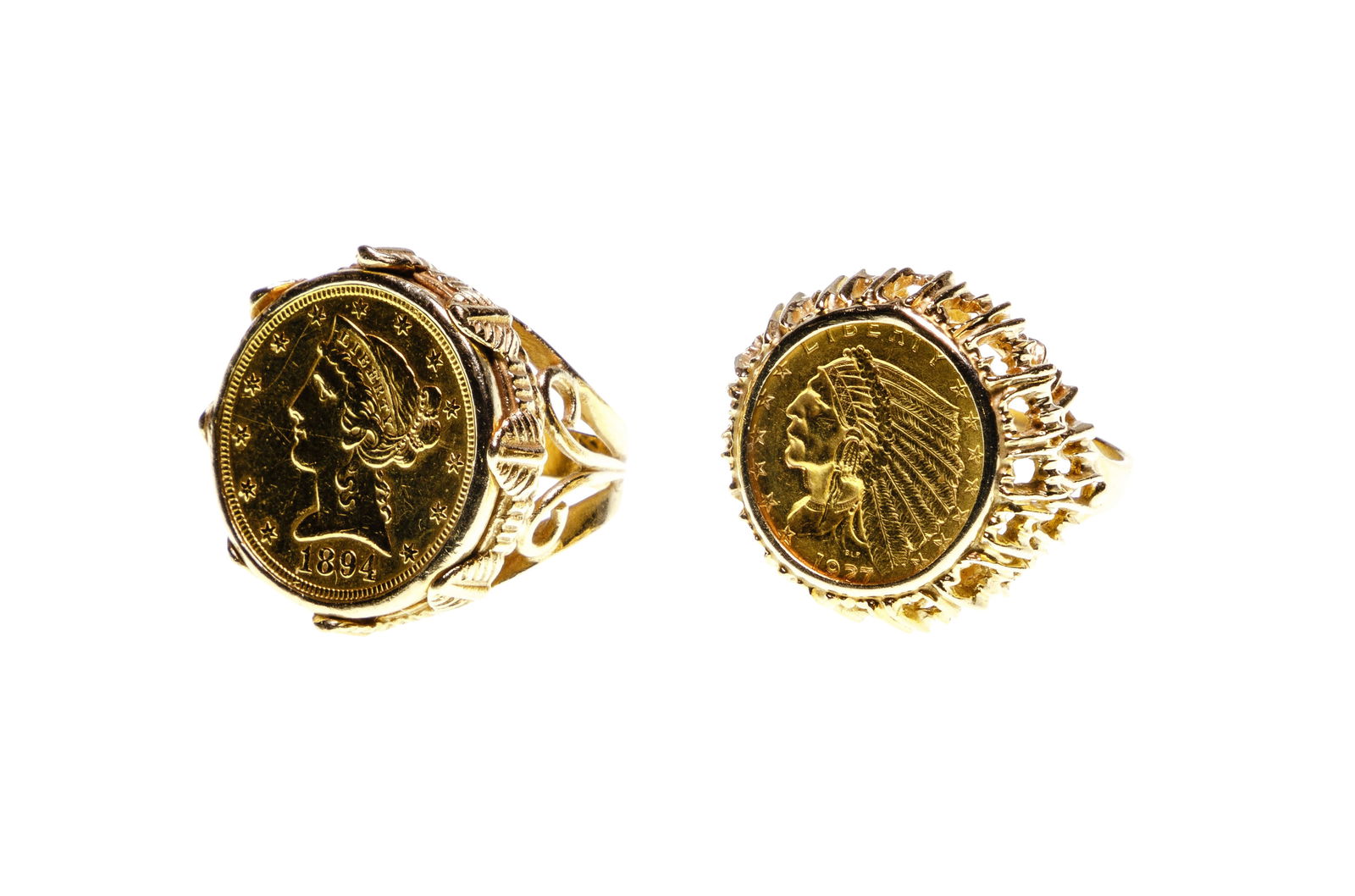 Gold Coins in 14k Yellow Gold Settings (1 of 2)