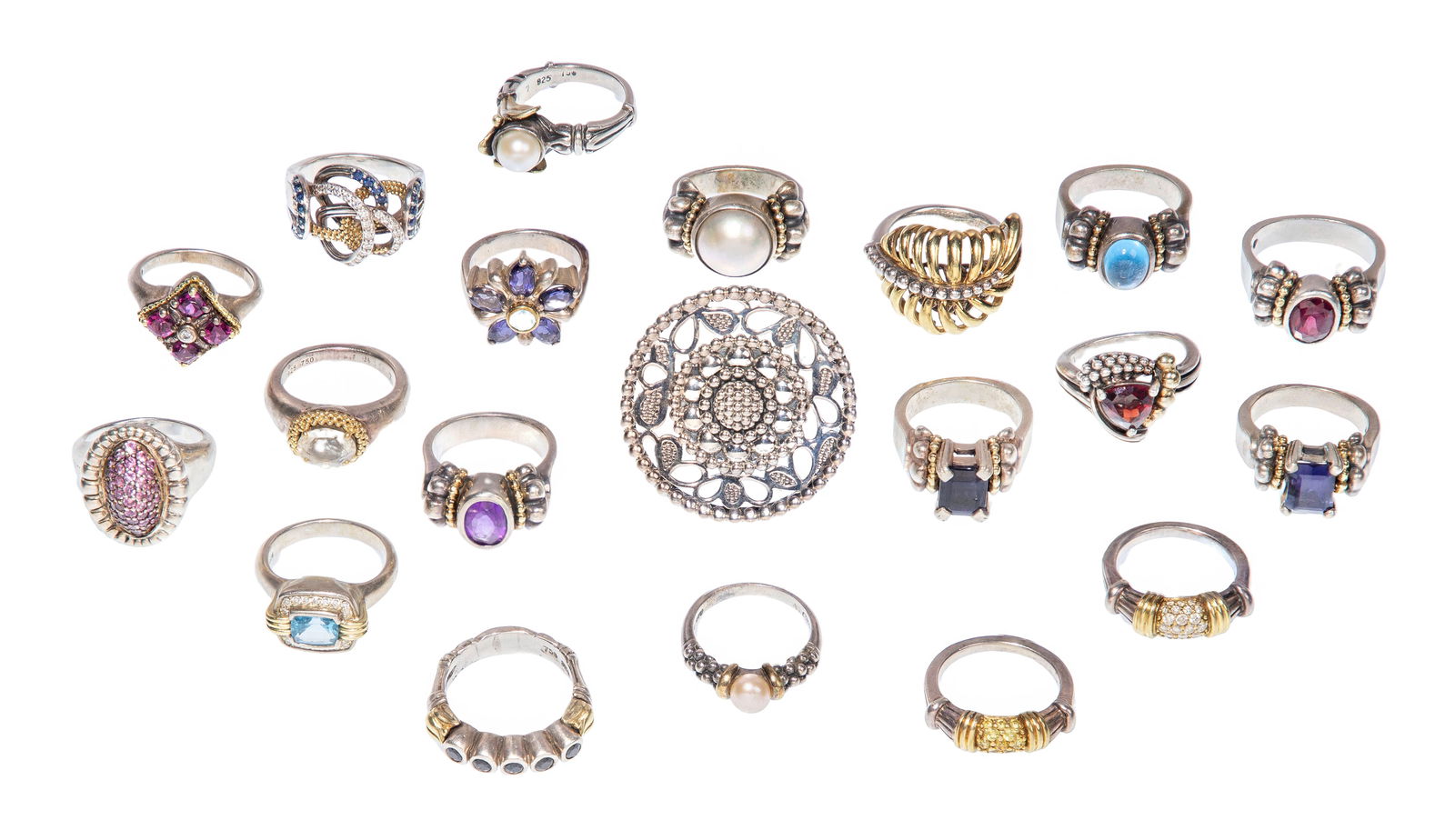 Lagos Caviar Sterling Silver and 18k Yellow Gold Ring Assortment (1 of 1)