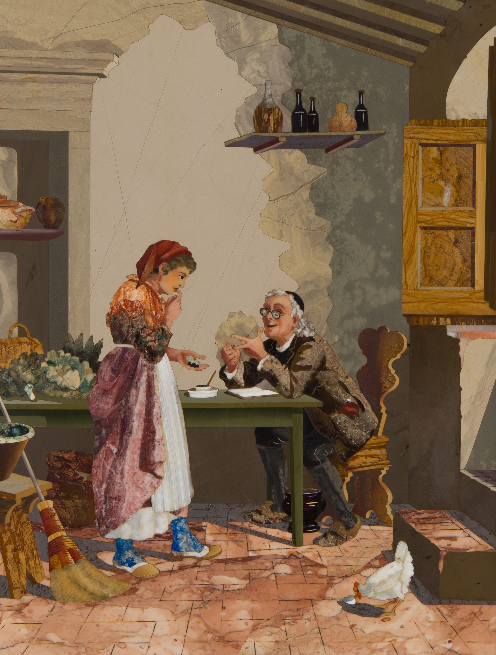 Manner of Giovanni Montelatici (Italian, 1864-1930) Pietra Dura Plaque (1 of 8)