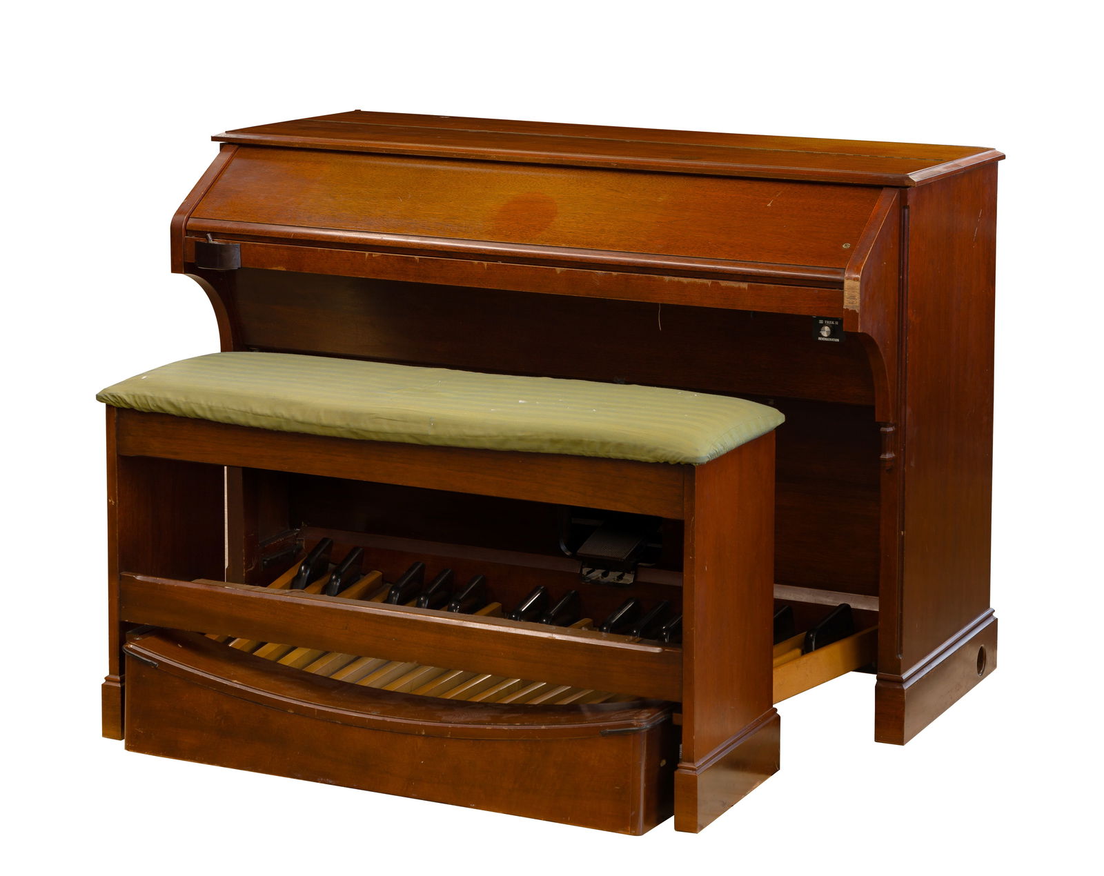 Hammond RT-3 Concert Organ and Bench: Hammond RT-3 Concert Organ and Bench 1962, Serial #8094, model #RT-3 having a concave 32-pedal foot board, hinged bench and music books Property from: a Private Collector, Barrington Hills, Illinois H