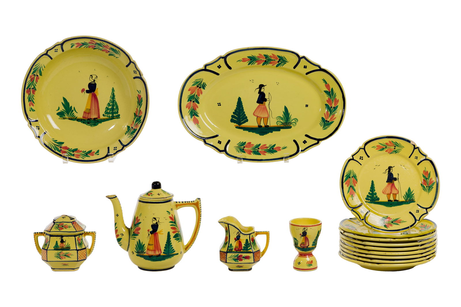 H B Quimper Soleil Yellow Pottery Tableware Assortment (1 of 1)
