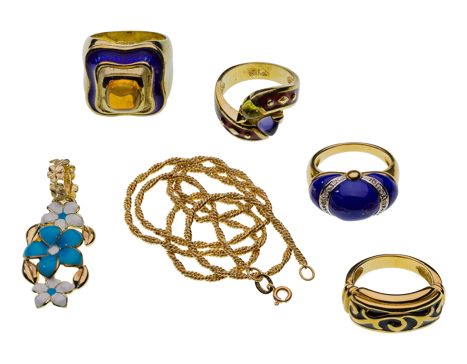 14k Yellow Gold and Enamel Jewelry Assortment (1 of 1)