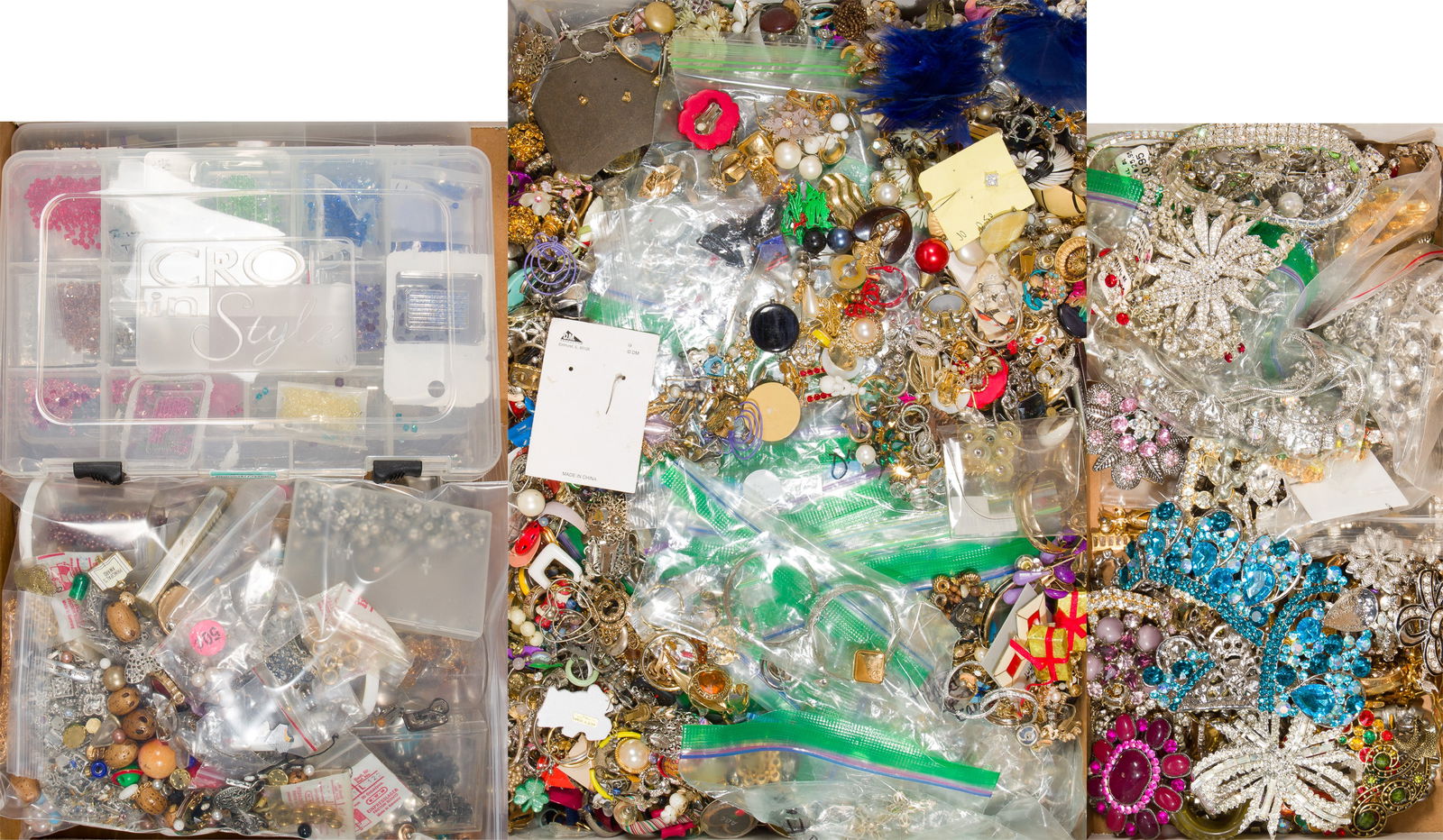 Rhinestone Jewelry, Costume Earring and Jewelry Making Part Assortment (1 of 2)