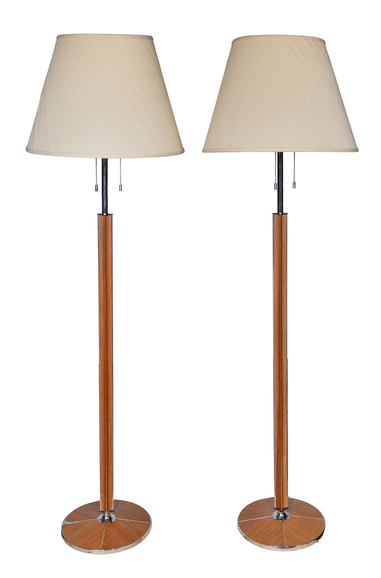 Modern Design Teak and Chrome Floor Lamps (1 of 4)
