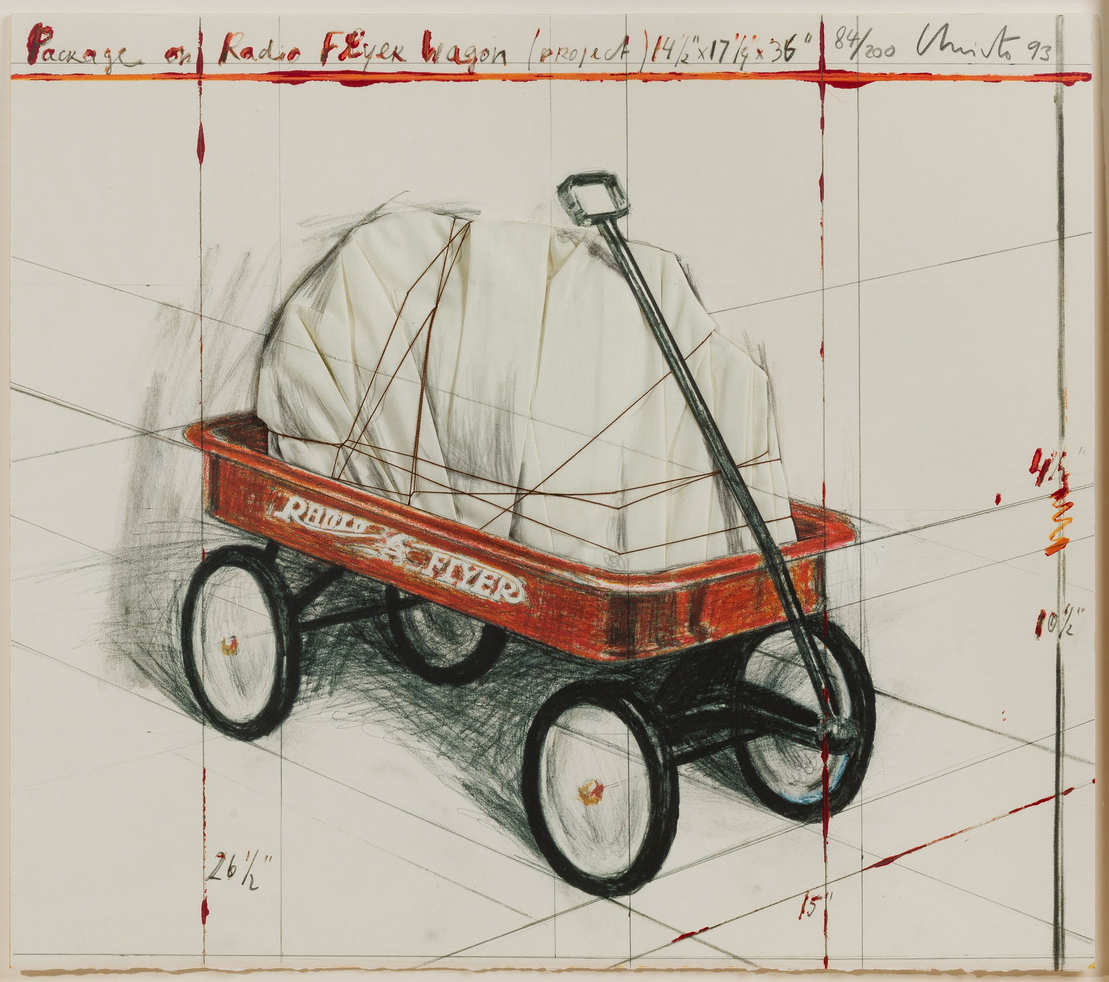 Christo (Bulgarian, 1935-2020) 'Package on Radio Flyer' Mixed Media (1 of 4)