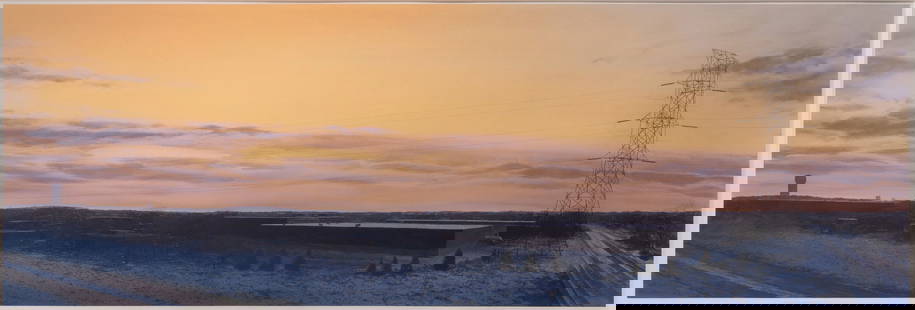 James Winn (American, b.1949) 'Dusk: Industrial Park No. 2' Acrylic on Paper: James Winn (American, b.1949) 'Dusk: Industrial Park No. 2' Acrylic on Paper 1984, signed and dated lower left, matted behind acrylic in a painted wood frame having a Frumkin & Struve Gallery, Chicago
