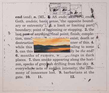 Vernon Fisher (American, 20th Century) 'End' Color Lithograph: Vernon Fisher (American, 20th Century) 'End' Color Lithograph 2000, pencil signed lower right, #11/30, in a black acrylic frame Property from: Collection of Dr. & Mrs. Christopher Graf, Woodlot Galler