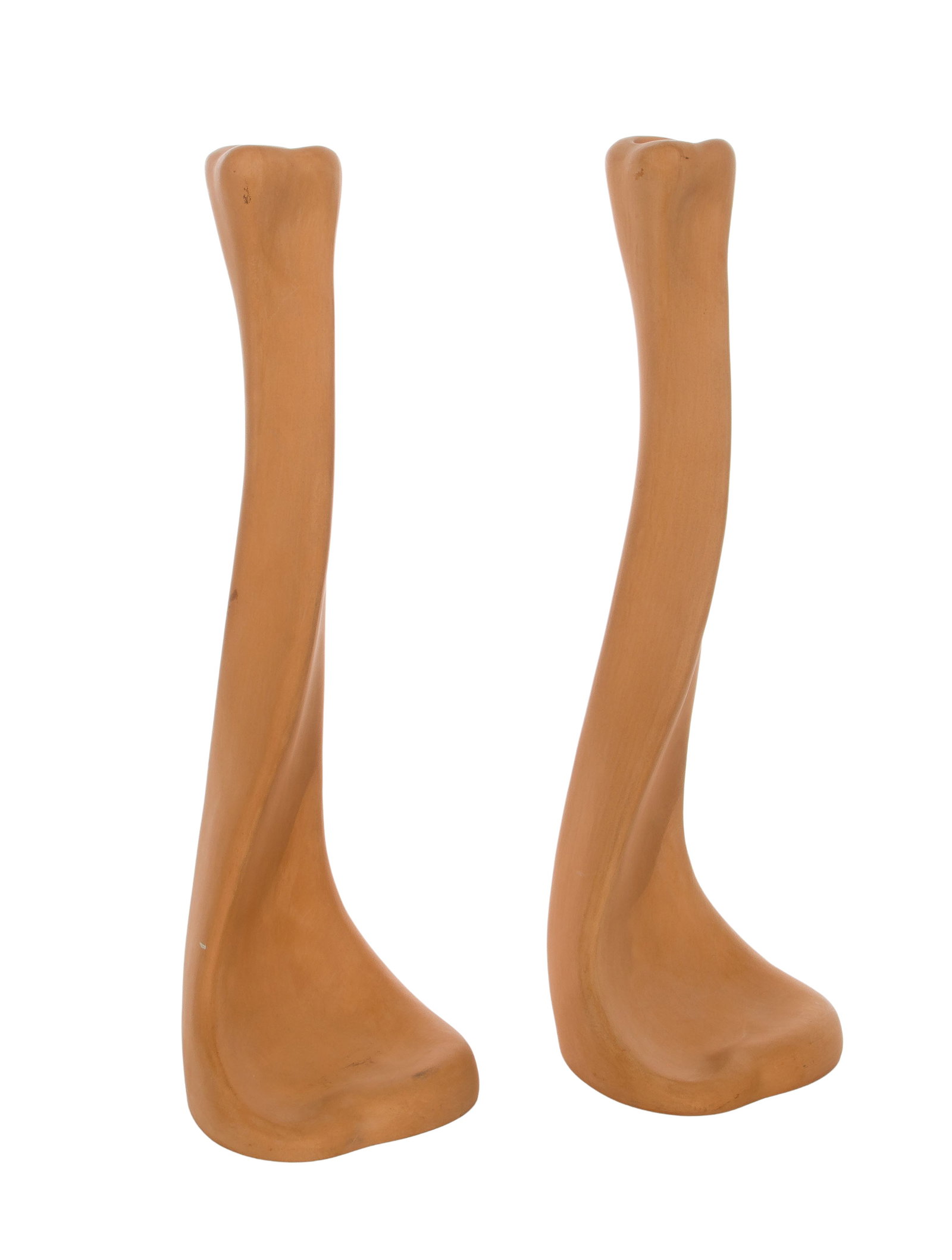 Elsa Peretti for Tiffany & Co. Terra Cotta Bone Candlesticks: Elsa Peretti for Tiffany & Co. Terra Cotta Bone Candlesticks A pair, each having impressed mark underside Property from: an Estate, Highland Park, Illinois Height: 14 inches, Width: 5 inches, Depth: 4