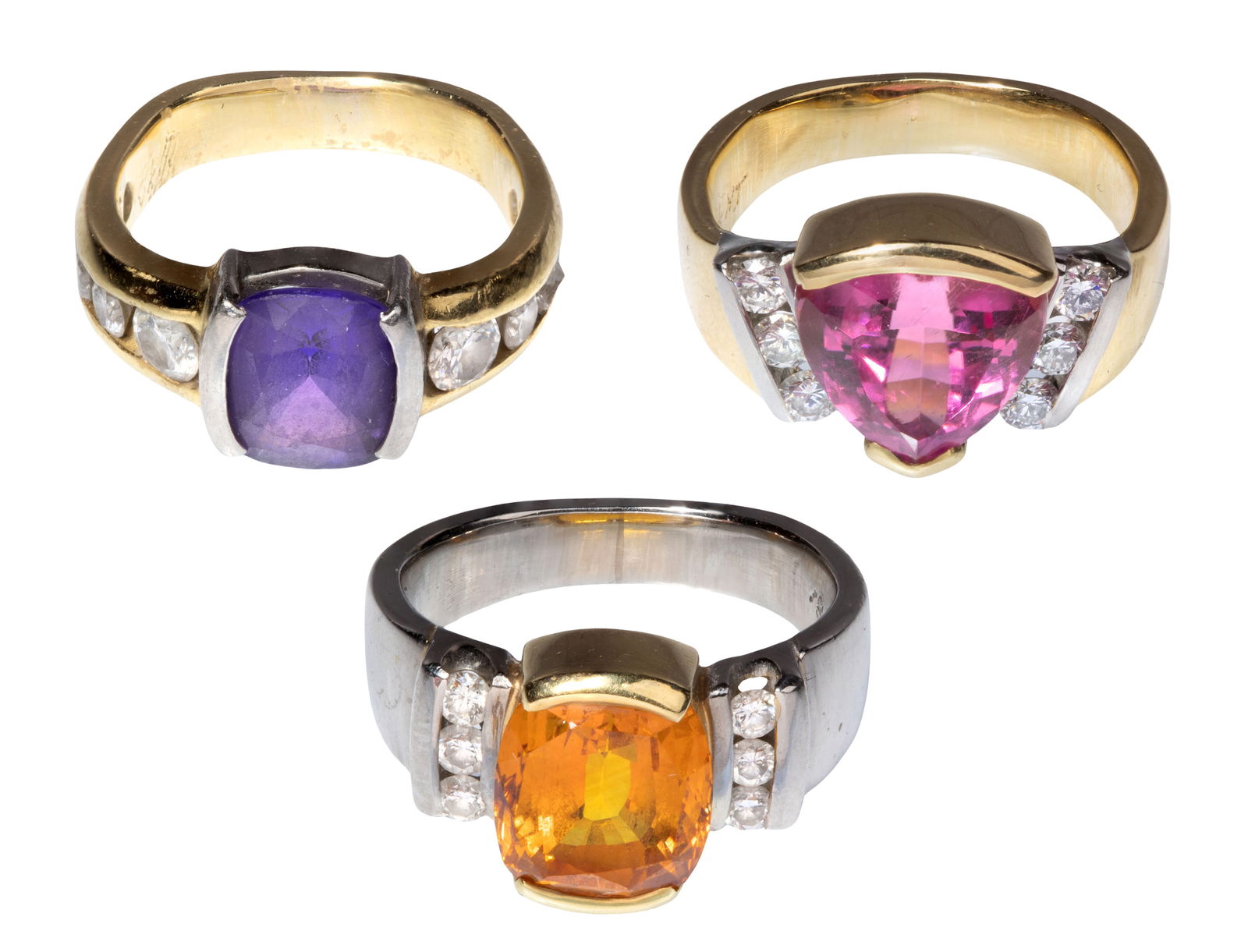 Platinum and 18k Yellow Gold Cocktail Ring Assortment (1 of 1)