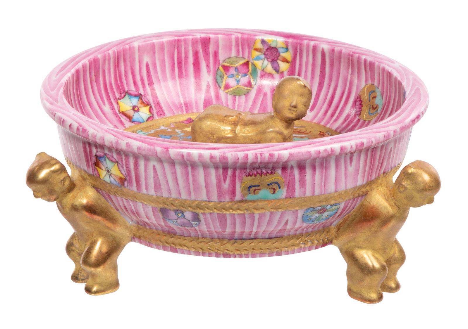 Chinese Famille Rose Porcelain Figural Tripod Brush Washer (1 of 6)