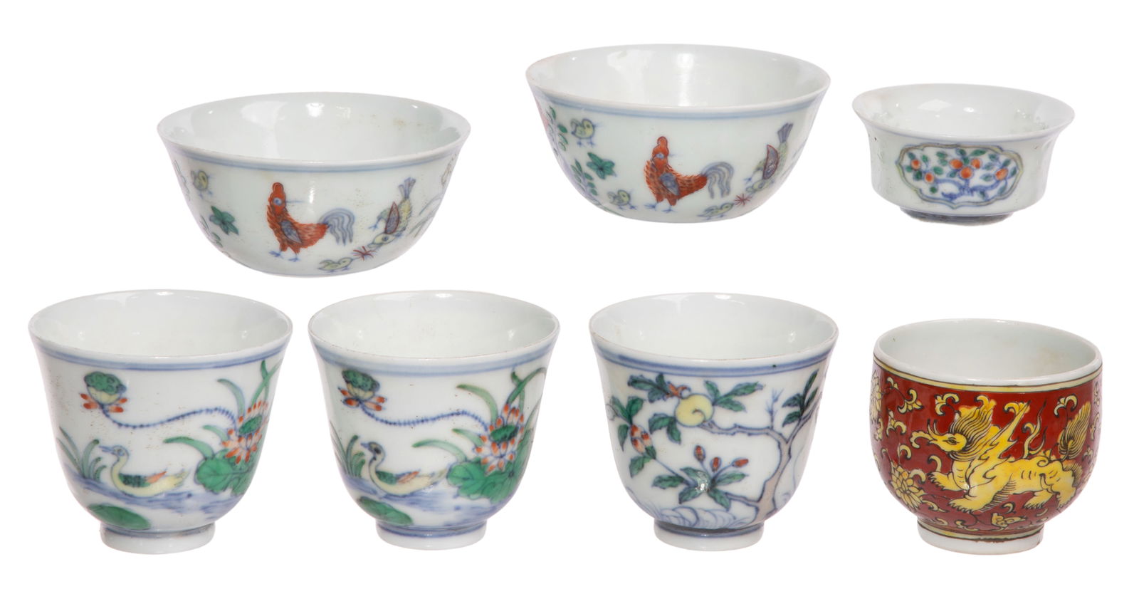 Chinese Ming Style Doucai Porcelain Cup and Bowl Assortment (1 of 5)