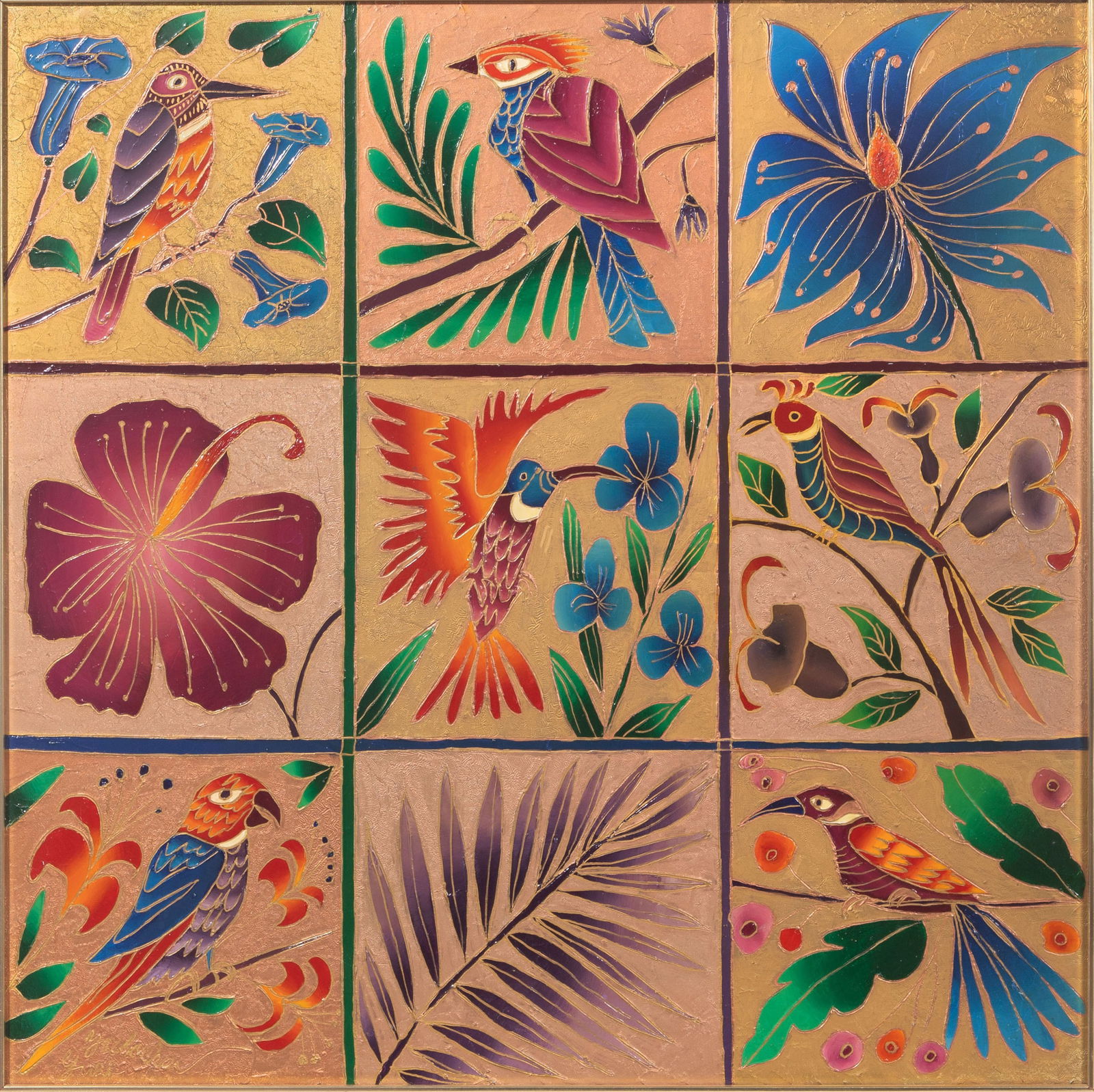 Yuri Gorbachev (Russian, b.1948) 'Indonesian Birds' Oil on Canvas (1 of 5)