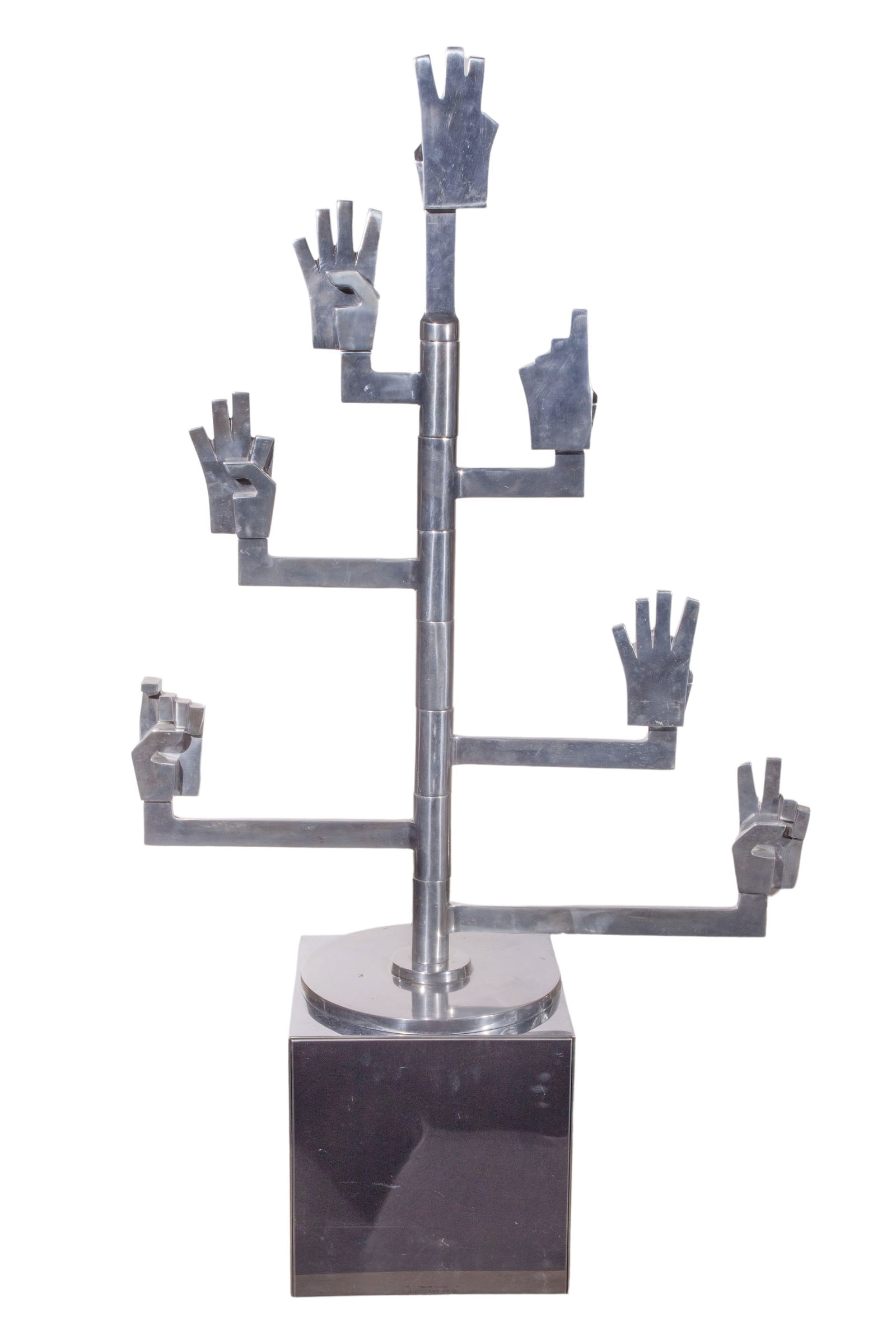 Attributed to Nancy Gensburg (American, 20th Century) 'Board of Trade Hands' Steel Sculpture (1 of 3)