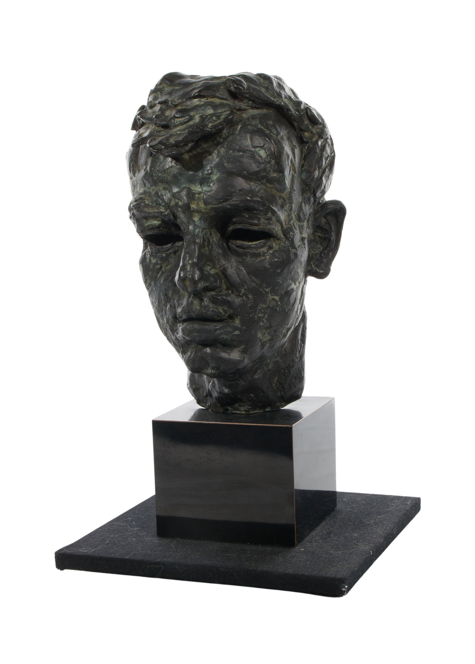 Fredda Brilliant (Polish, 1903-1999) 'Andre Voznesensky' Bronze Bust: Fredda Brilliant (Polish, 1903-1999) 'Andre Voznesensky' Bronze Bust 1965, cast signature and date on right side, a portrait of the Soviet and Russian poet mounted on a black laminated wood base; toge