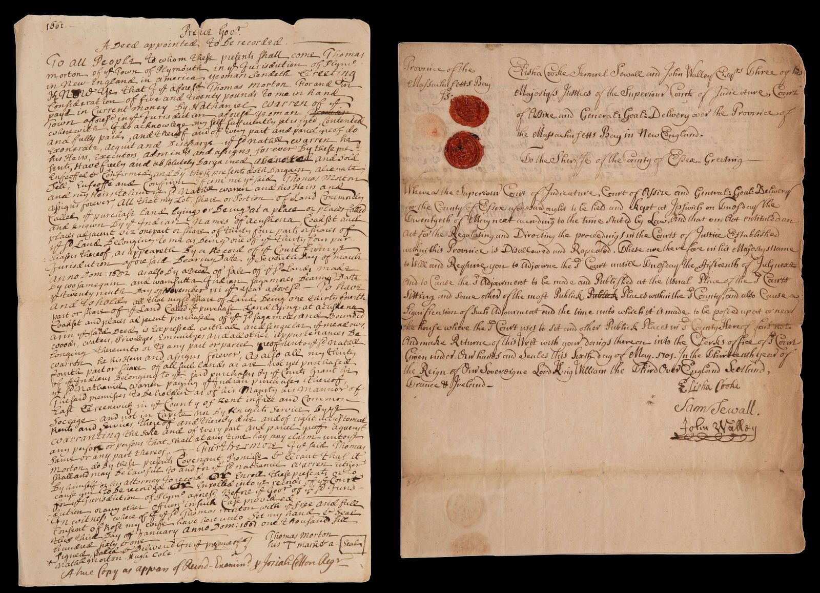 Justices of His Majesty's Court Document and a Deed Signed Document (1 of 12)