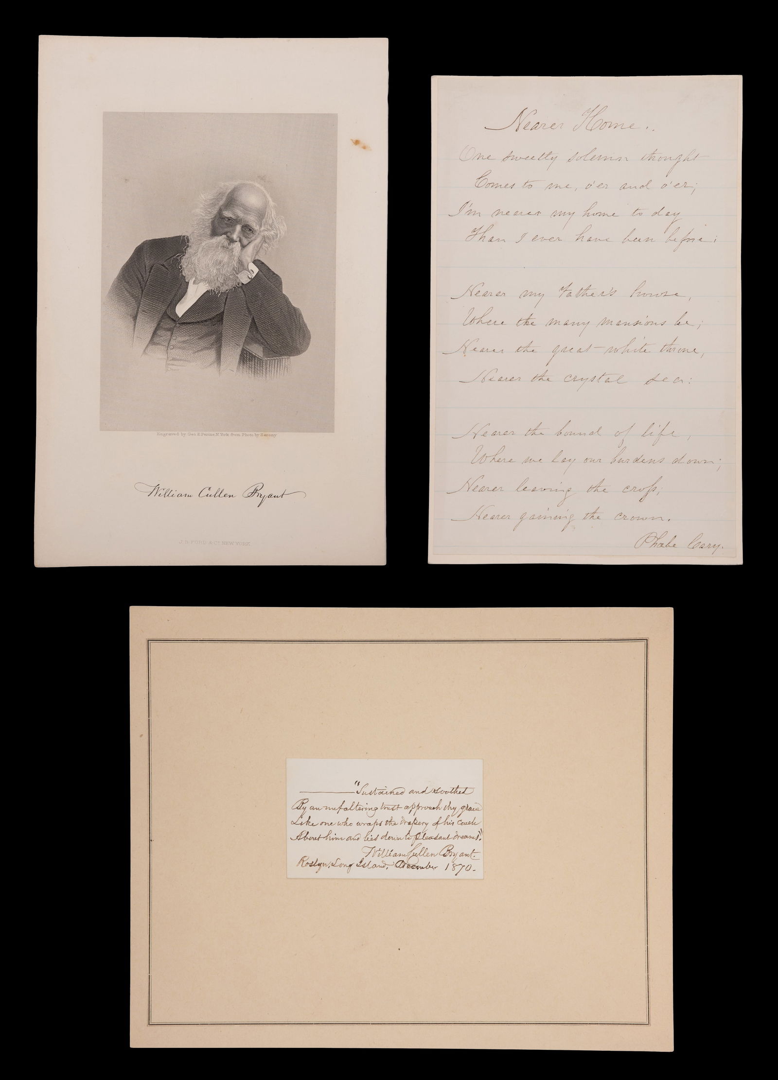 William Cullen Bryant and Pheobe Cary Signed Documents (1 of 7)
