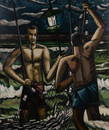 David Bates (American, b.1952) 'Bait Fish' Oil on Canvas