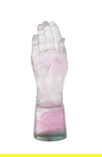 Erwin Eisch (German, 1927-2022) Glass Sculpture: Erwin Eisch (German, 1927-2022) Glass Sculpture 2017, etch signed on base, depicting a cupped hand Property from: a Private Collector, Muncie, Indiana Height: 10 1/2 inches, Width: 3 1/2 inches Condit