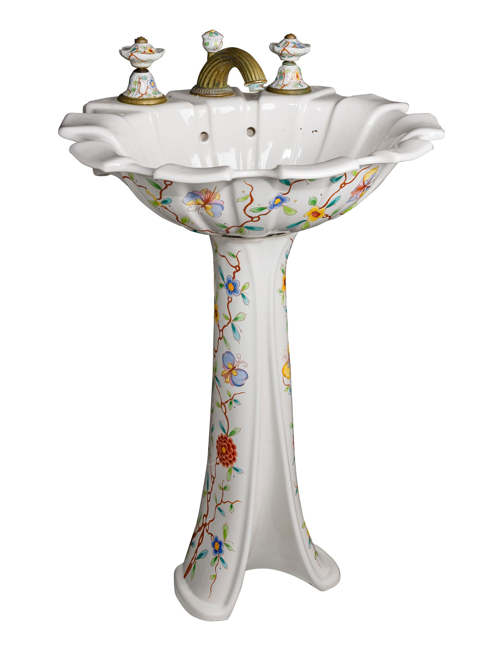Sherle Wagner Painted Ceramic Porcelain Pedestal Sink (1 of 12)