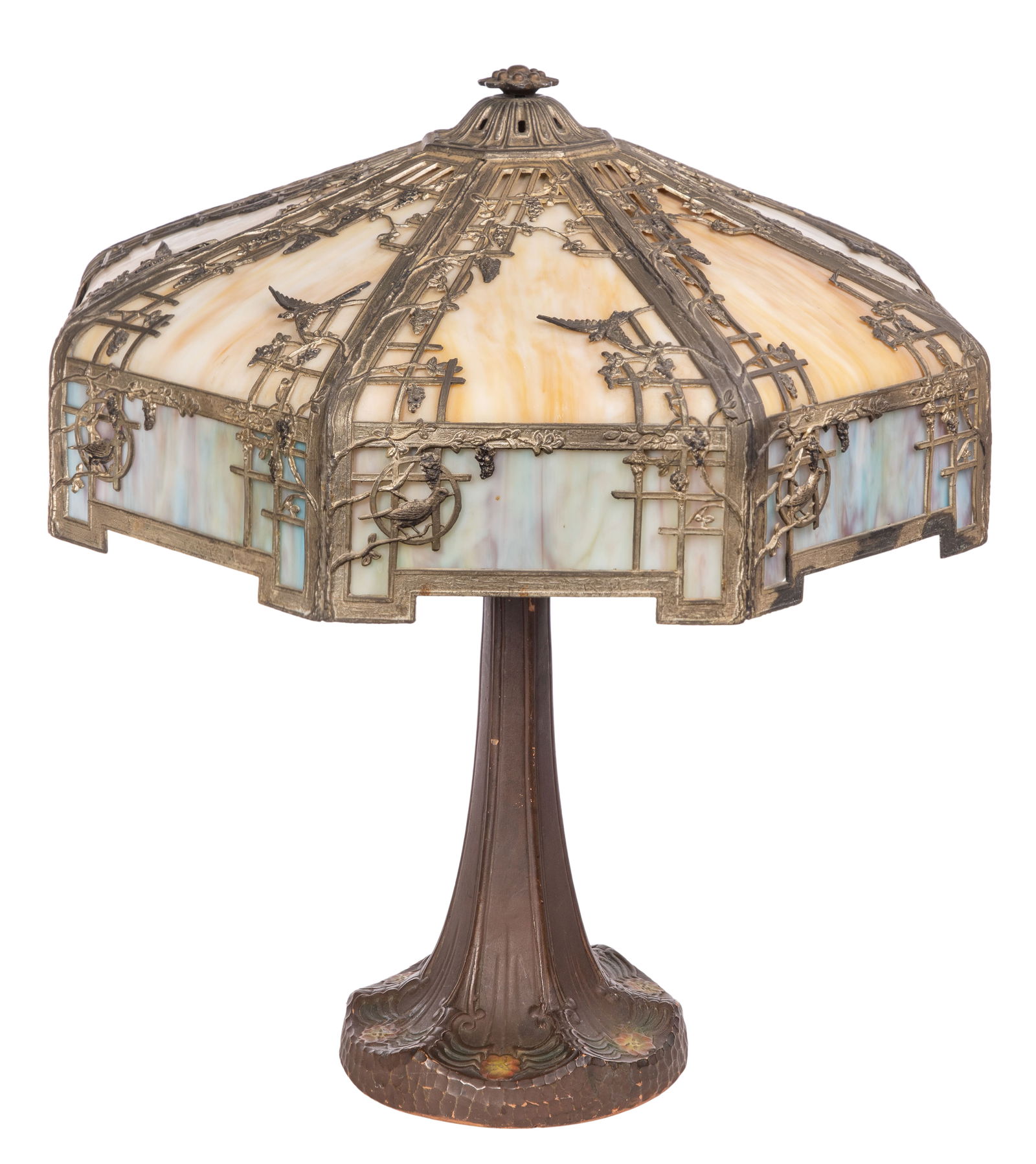 Art Nouveau Style Slag Glass Table Lamp (1 of 9)