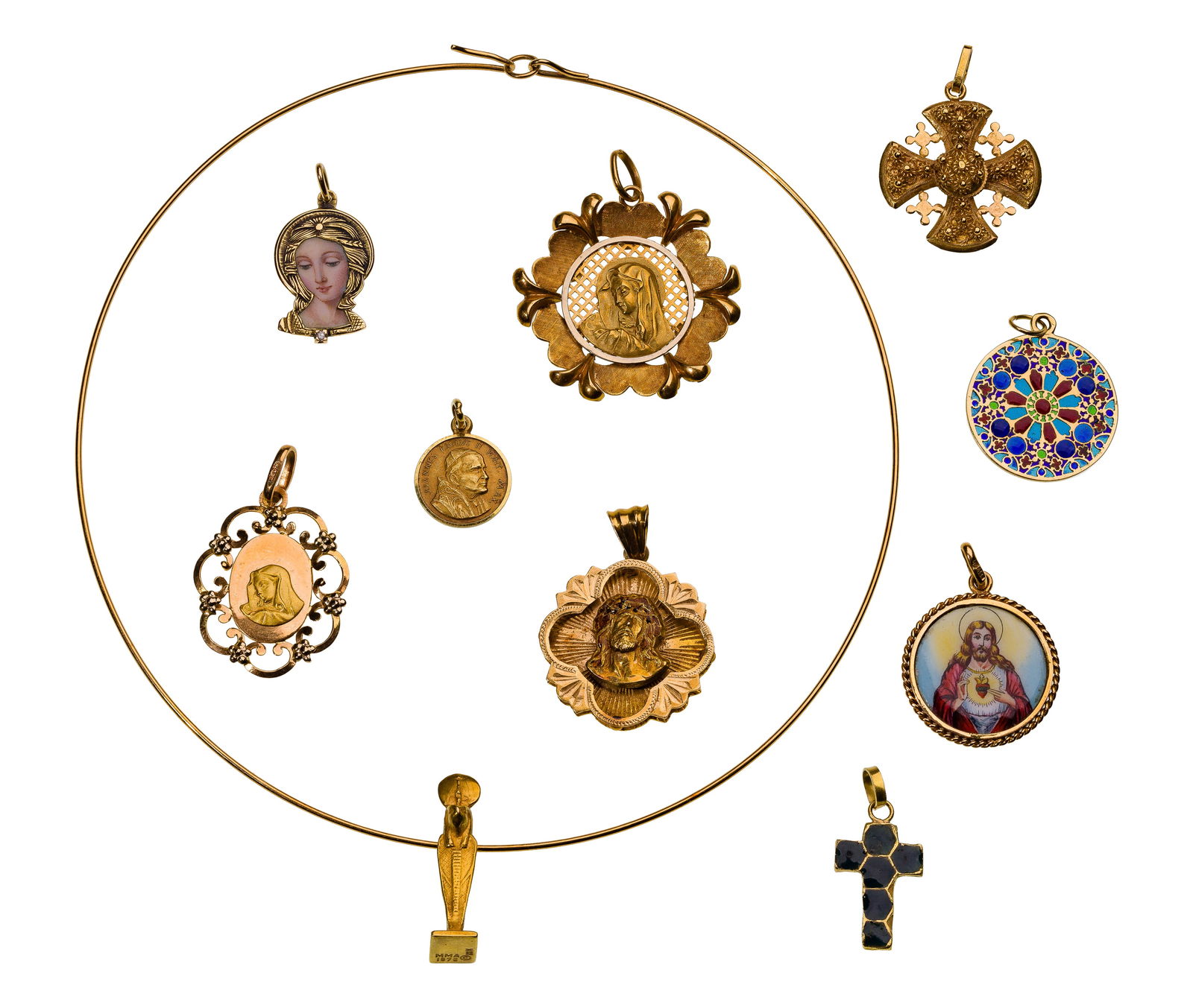 18k Yellow Gold Choker and Religious Pendant Assortment (1 of 2)