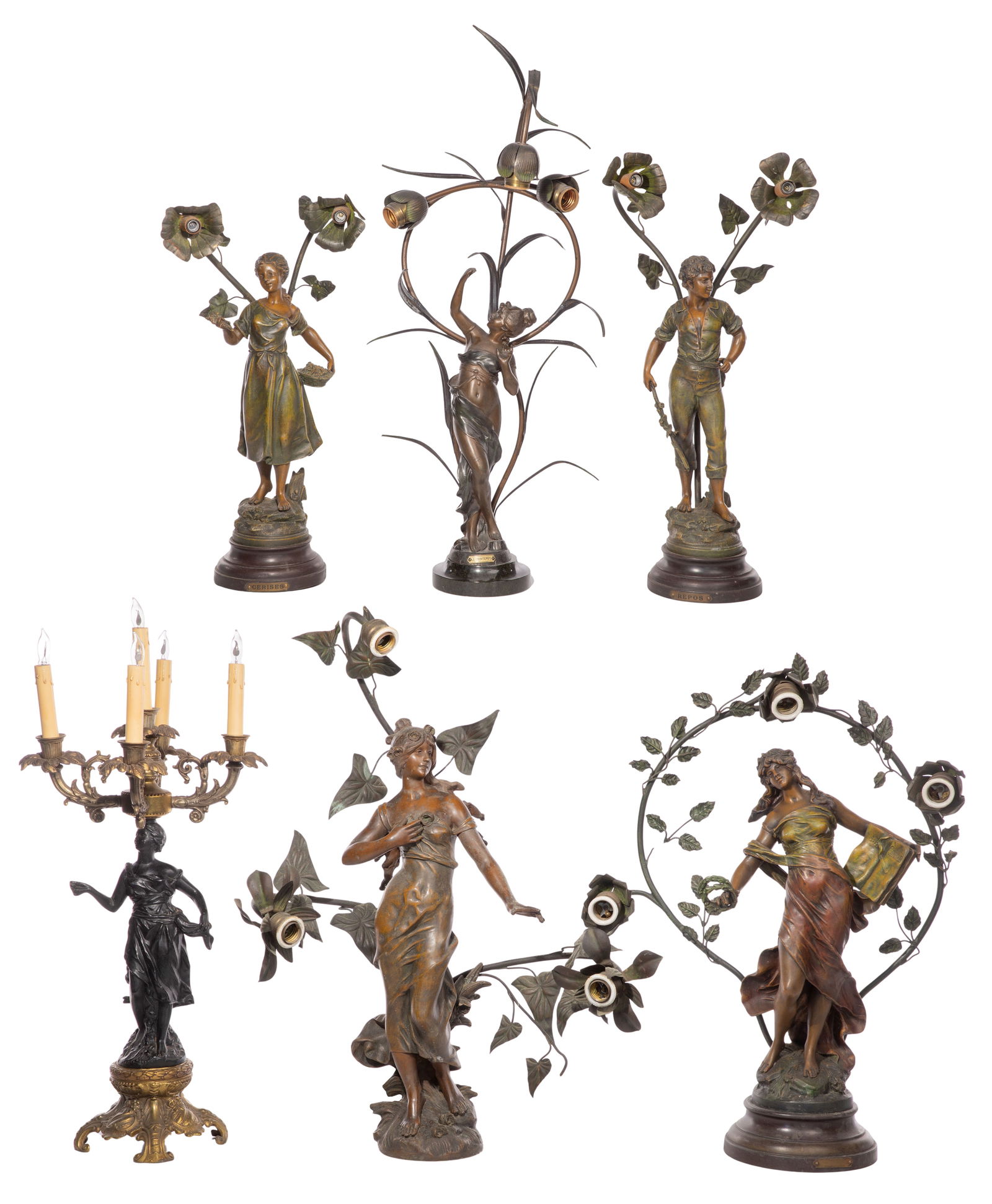 Art Nouveau Style Figural Lamp Assortment (1 of 5)