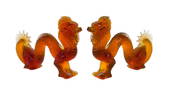 Lalique Crystal Amber Glass Dragons