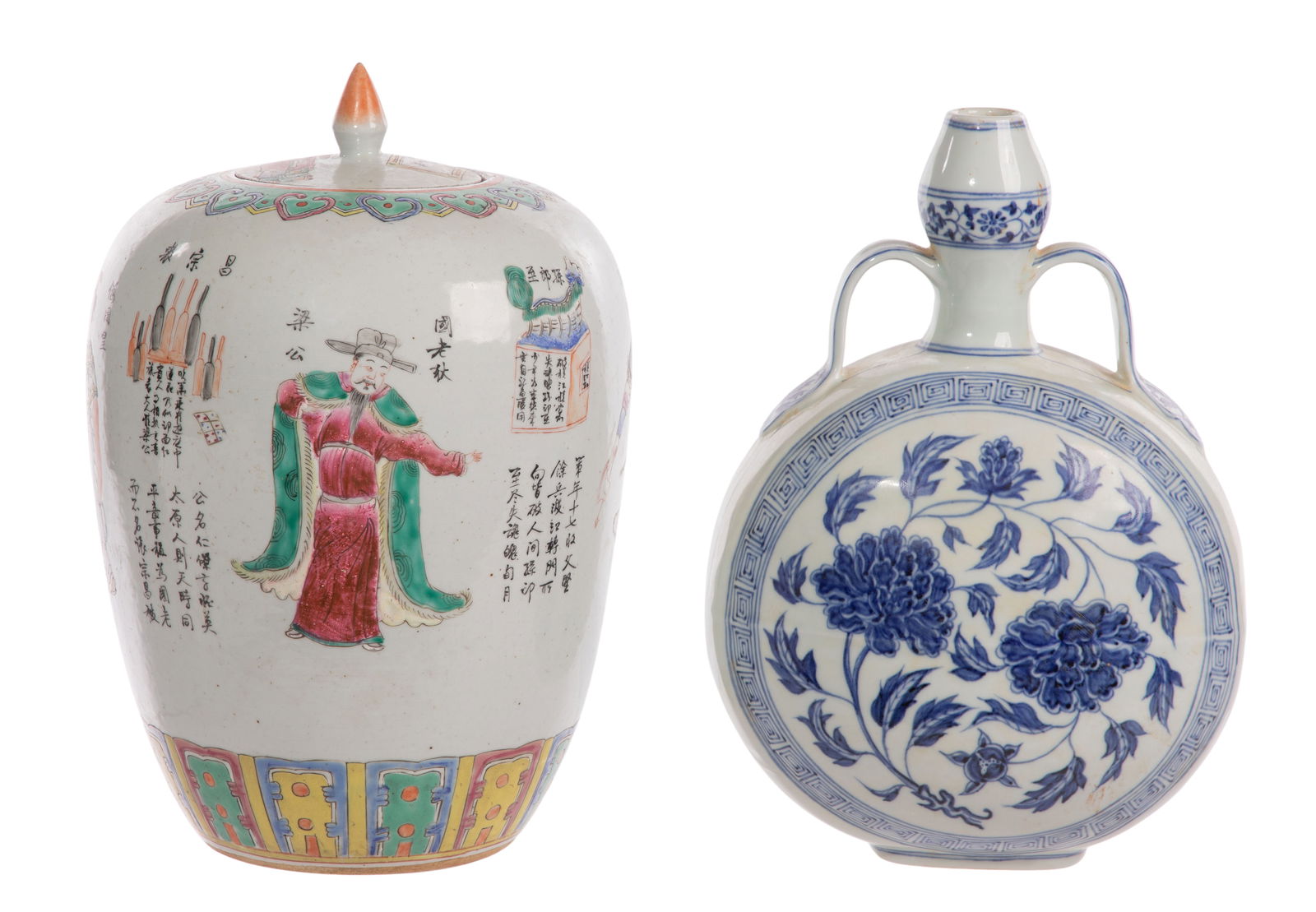 Chinese Porcelain Moon Flask and Jar (1 of 6)