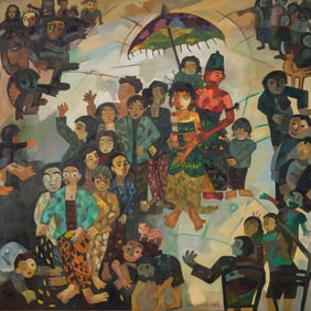 Juni A Wulandari (Indonesian, b.1967) 'Wedding Ceremony' Oil on Canvas