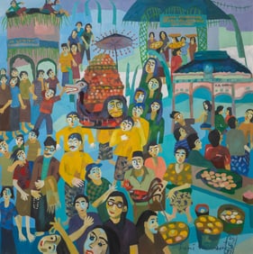Juni A Wulandari (Indonesian, b.1967) 'Tuhan Maha Kuat' Oil on Canvas