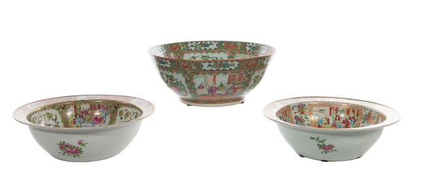 Chinese Export Rose Medallion Porcelain Bowl Assortment