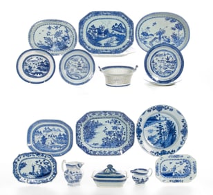 Chinese Export Blue Canton Ware Assortment