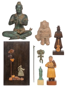 Thai Style Parcel Gilt Bronze Seated Buddha Figurine