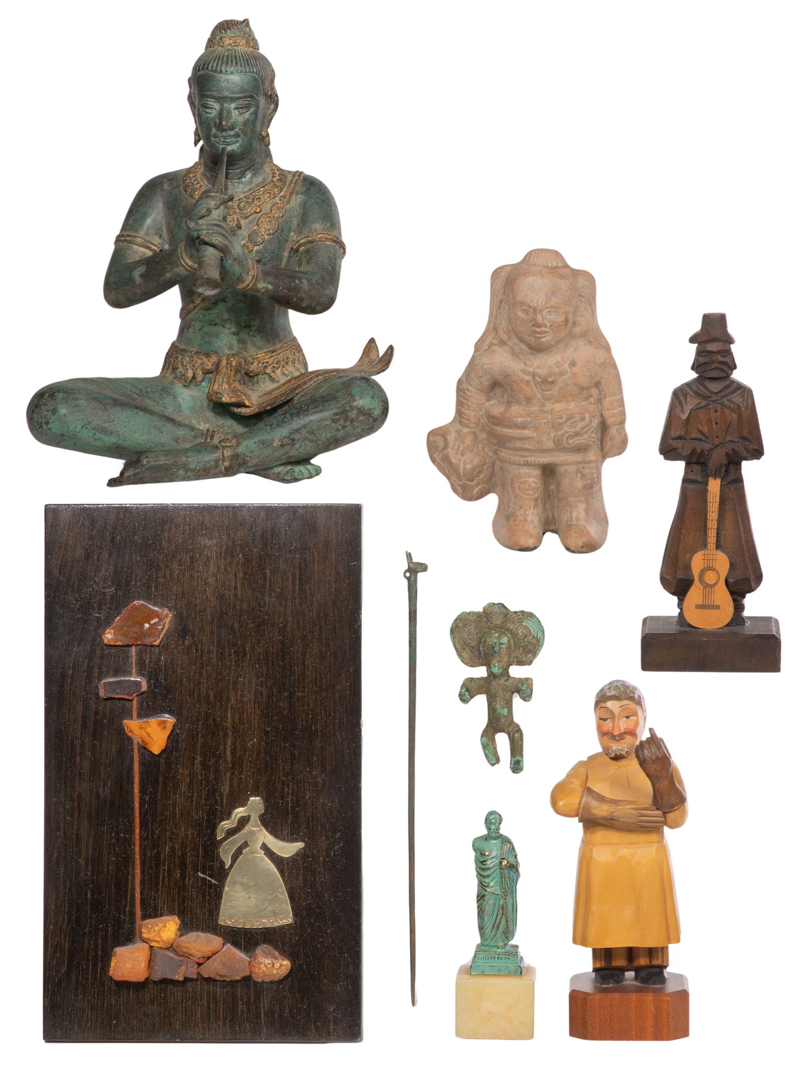 Thai Style Parcel Gilt Bronze Seated Buddha Figurine (1 of 1)