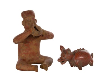 Pre-Columbian Colima Style Pottery Figure and Dog