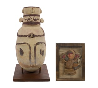 Peruvian Chankay Pottery Jar and Textile Doll