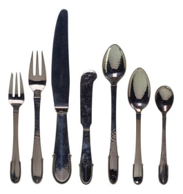 Georg Jensen Beaded Sterling Silver Partial Flatware Service