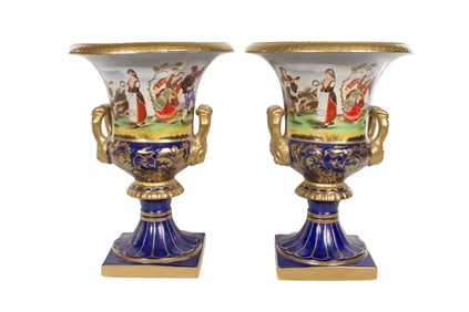 Limoges Style Porcelain Urns
