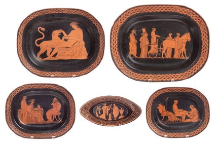 Classical Antiquities Attic Black Red Figure Ware Ceramic Platters