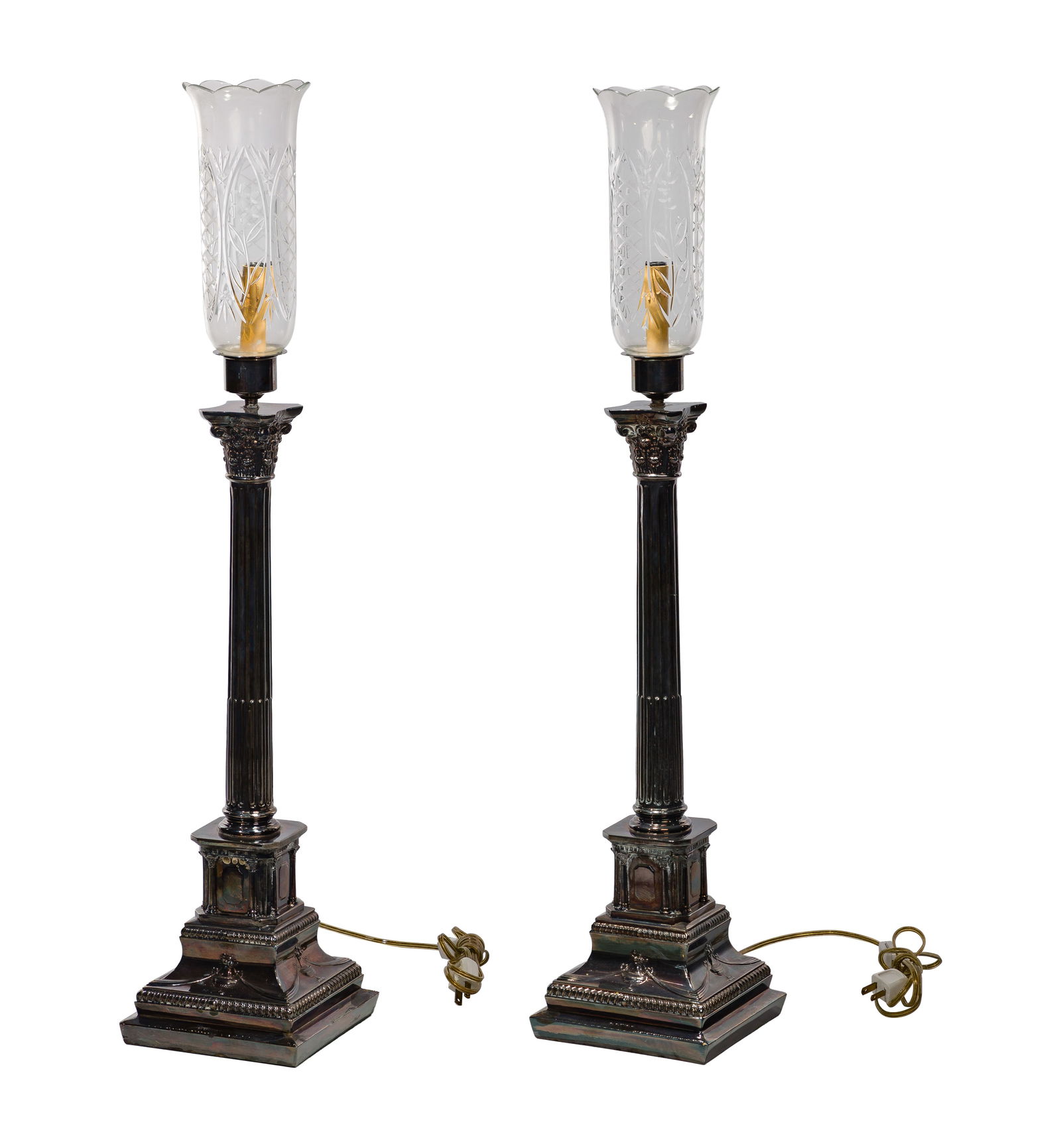 Corbell Silver Company Silverplate Column Lamps (1 of 2)