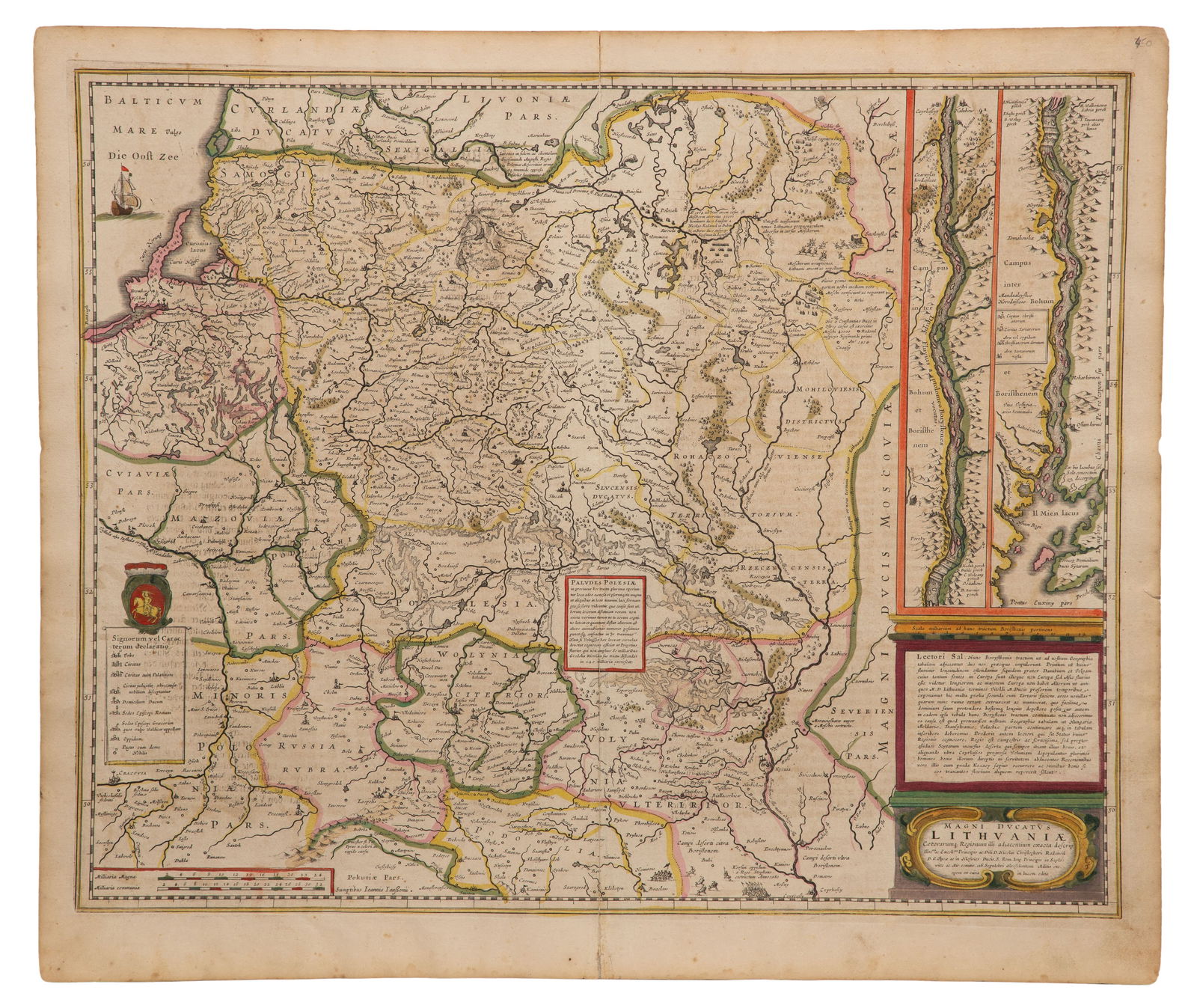 Jan Jansson (Dutch, 1588-1664) 'Magni Ducatus Lithuaniae' Hand Colored Copper Engraving Map (1 of 2)
