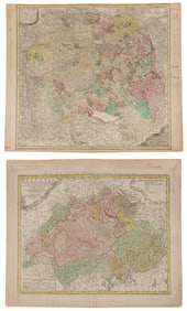 German 18th Century Hand Colored Maps