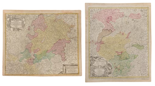 Johann Baptist Homann (German, 1663-1724) Hand Colored Maps